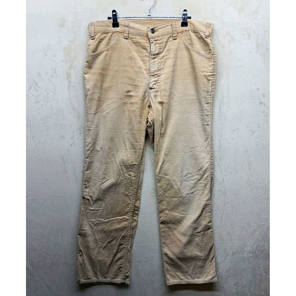 Vintage Levi's Corduroy Pants Men's 34x30 70s Movin On Beige Straight White Tab